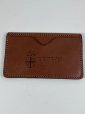 Brown University Men Minimalist Slim Front Pocket Card ID Holder Leather Wallet