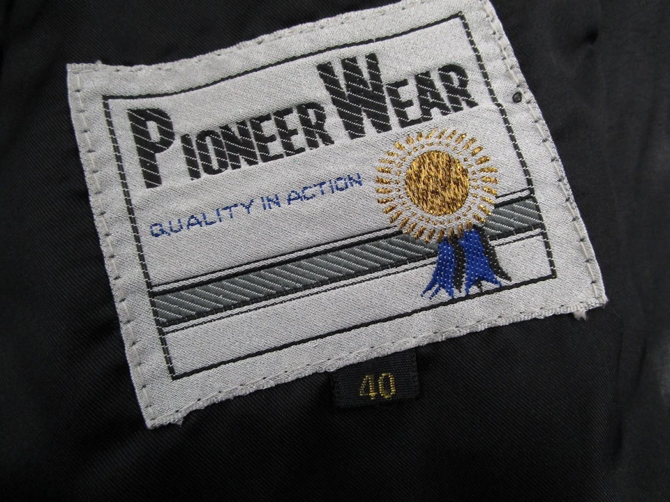 Pioneer Wear Leather Blazer Sport Coat Mens 40 Black Western Two Button Vintage - Image 3 of 4