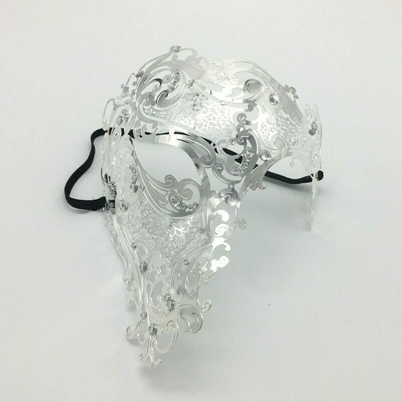 Metal Venetian Mask Masquerade Half Face Party Filigree Rhinestone Diamante - Image 4 of 4