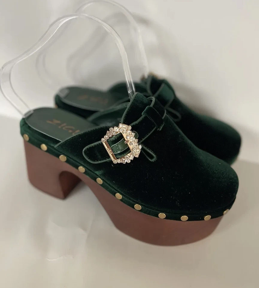 Сабо Free People Zigi Rosalinda Macarena зеленые бархатные со стразами ретро размер 7 новые - Изображение 4 из 4