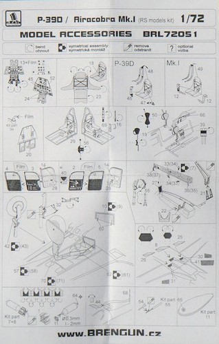 1:72 photo-etched kit Bell P-39D/Airacobra Mk.I for RSmodels Brengun BRL72051 - Picture 5 of 7