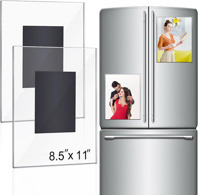 2 Pcs Acrylic Magnetic Photo Frame for Fridge Large Magnetic Picture Frames Clea