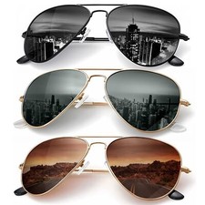 Classic Aviator Sunglasses Driving Sunglass Polarized Lens UV Blocking 3 Pack 