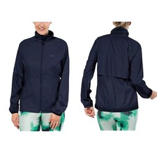 Jack Wolfskin Womens Flyweight Trail Running Jacket Top Blue White Sports Full
