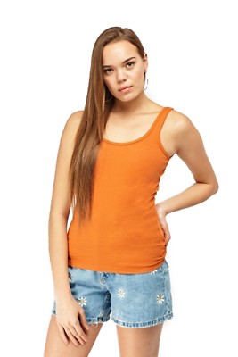 Ladies 100% Cotton Vest Slim Fit Plain T-Shirt Women s Tank Tops Pack of 2