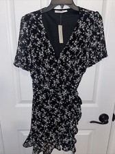 Summer Francesca's Women's Floral Wrap Tie Waist Mini Dress Size Large Reg 56$