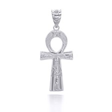 .925 Sterling Silver Ancient Egyptian Ankh Cross Pendant Necklace