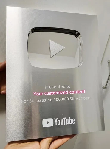 YouTube Play Button silver gold YouTube custom award plaque wall desk Decoration - Picture 4 of 17