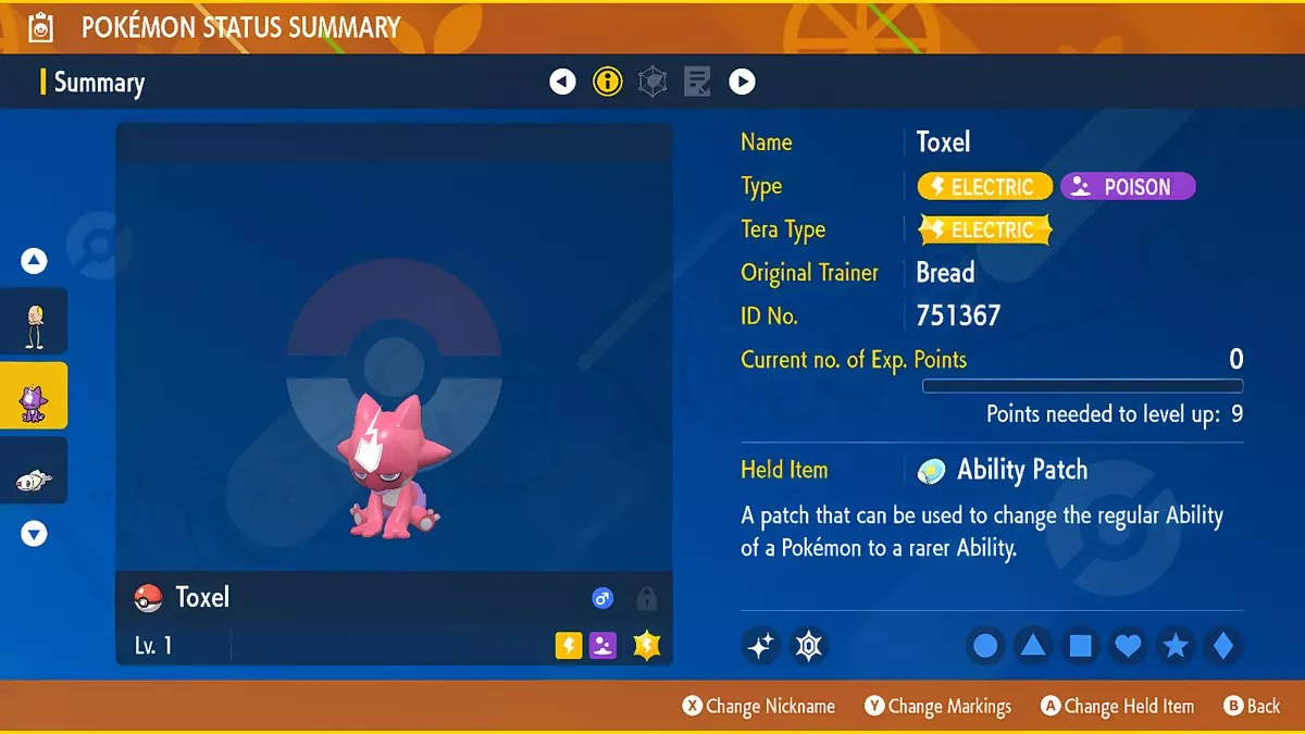 TOXEL 🌟SHINY/Normal 6IV🌟 Pokemon SCARLET and VIOLET PICK FORM / All IVs  31 lv1