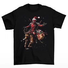 Deadpool Reindeer T-Shirt Unisex Cotton Adult Superhero Movie Santa Villain