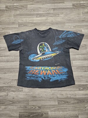 Vintage 90's Marvin The Martian AOP T-shirt XL All Over Print Looney Tunes USA