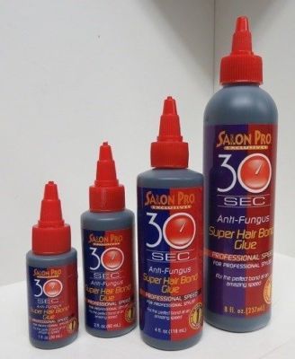 SALON PRO 30 SEC. SUPER HAIR BOND GLUE PROFESSIONAL SPEED 1OZ, 2OZ, 4OZ, 8OZ