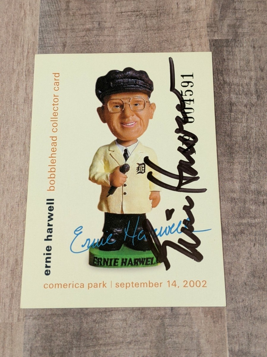 RARE Ernie Harwell Signed 2002 Bobblehead Card COA HOF