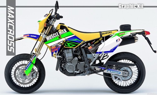 SUZUKI DRZ400S DRZ400SM DRZ400E MAXCROSS GRAPHICS FULL KIT DECALS STICKER MSP3 - Foto 1 di 2