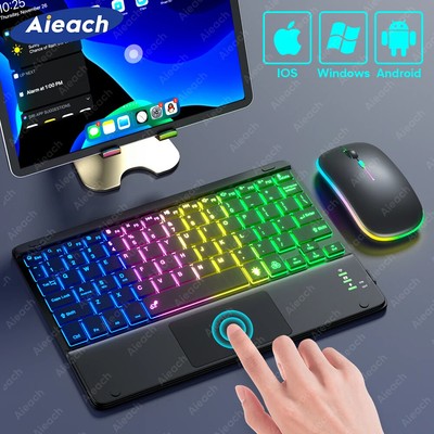 Wireless Bluetooth Keyboard with Touchpad, Rechargeable Tablet Android Keyboard