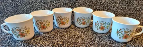Corelle Set of 6 Cups - Indian Summer Coffee / Tea, Floral Cup / Mugs by Corning