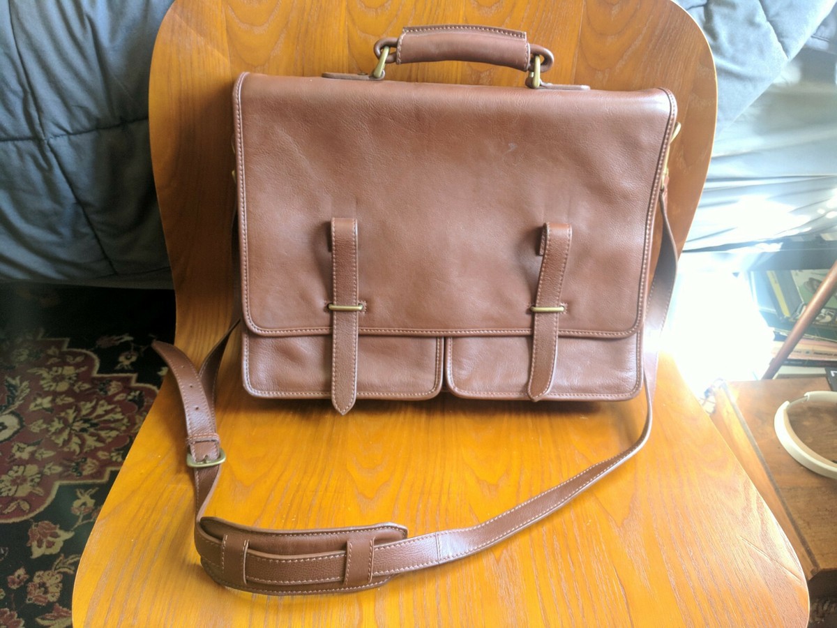 Hidesign Brown Leather Messenger Briefcase Laptop bag