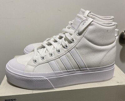 Size 8.5 - adidas Bravada 2.0 Platform Mid Triple White W