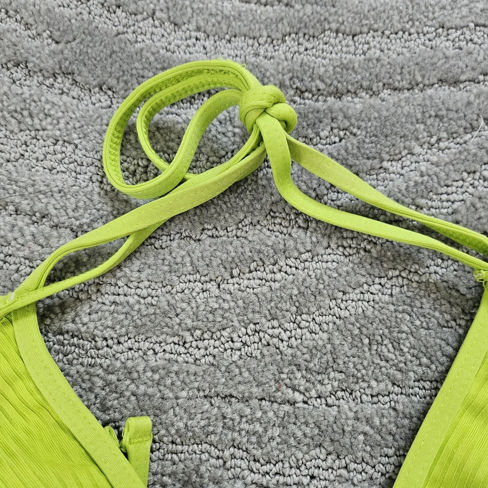 Women 2 PC Tankini Beachwear Swimsuit Beach Bikini Set Lime Green Neon Size XL - Image 3 of 4