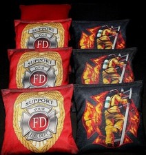 Custom Firefighter badge flames cornhole ACA regulation cornhole bags B 113 B 8