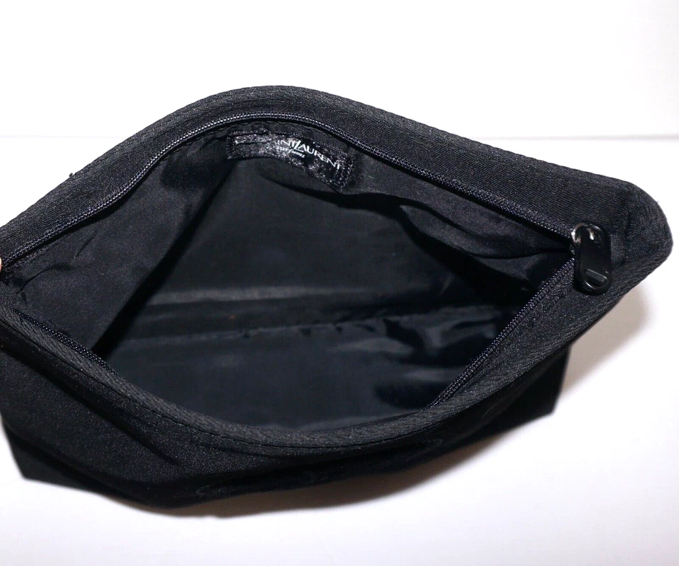 YVES SAINT LAURENT YSL Perfumes Pequeña Negra Poli Textil Bolsa Cosmética 7x9.5 Foto 4 de 4