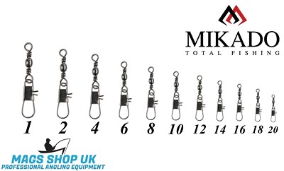 MIKADO ''SENSUAL'' 10 BARREL SWIVEL WITH INTERLOCK SNAP, ALL SIZES, FEEDER,TROUT