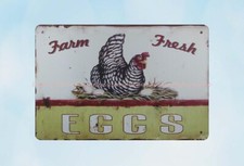 Farm Fresh Eggs metal tin sign dorm room home kitchen lodge cafe