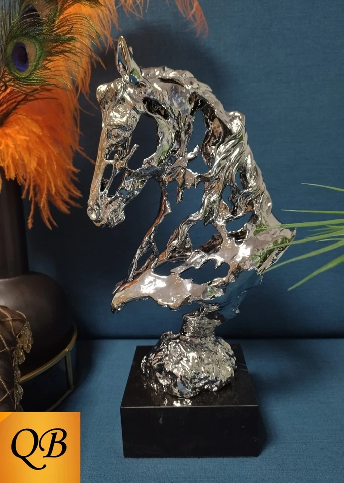 ART DECO BRONZE HORSE HEAD IN SILVER FIGURINE SCULPTURE STATUE ARABIAN FIGURE - Image 2 of 4