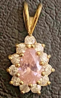 Vtg Vermeil 925 Gold Pink Ice Czs Pear Shape 3/4'' EC Quick Free Ship