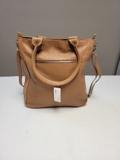 $250 Urban Travelware Cognac Brown Leather Tote Bag Shoulder Strap Zip-top