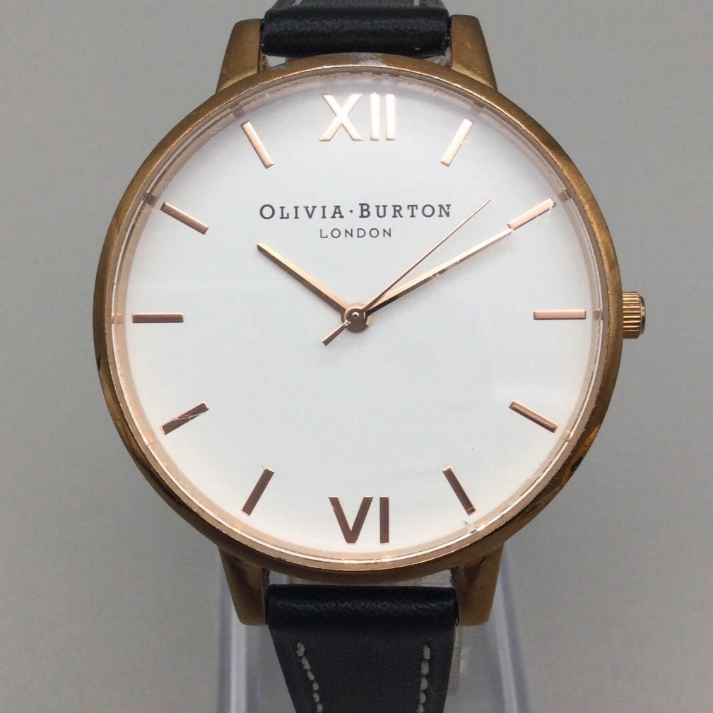 Olivia Burton Watch Women 38mm Gold Tone Black Leather Band  display picture 1