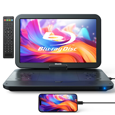 17.6'' Portable Blu ray DVD Player with 15.4'' 1080P HD Swivel Screen Dolby USB/SD