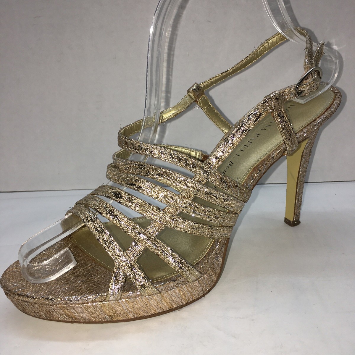 Adrianna Papell Gold & Silver Lame Strappy Sandals Heels  display picture 1