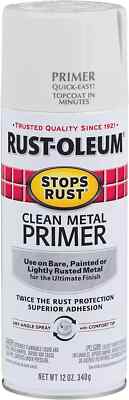 7780830 Stops Rust Spray Paint, 12 Ounce, Flat White Clean Metal Primer, 12 Fl O