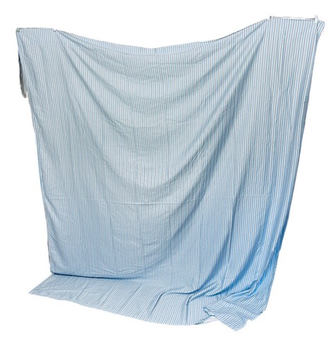 Ralph Lauren BROOKDALE STRIPE Full Size FLAT SHEET Sateen Blue White Stripe - Picture 5 of 10