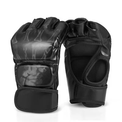 CE COMPASS MMA Gloves Fingerless Boxing Gloves for Men Women and Teen UFC Grappling , Black