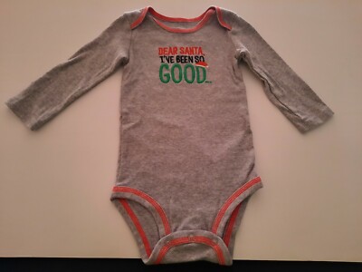 Christmas Infant One-Piece 12 Mon. Gray Dear Santa, I've Been So Good Santa Hat 