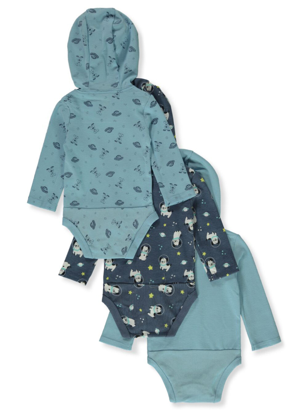 Hanes Baby 3Pack L/S Hooded Bodysuits eBay