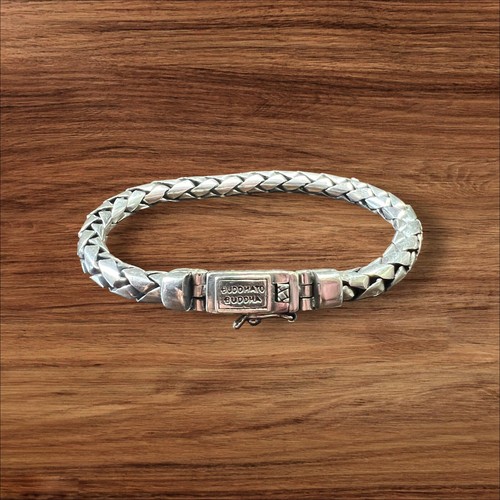 Bracelet Braided Round Sterling Silver 925 George Style w Box Clasp. 8.25"/ 9" - Afbeelding 4 van 5
