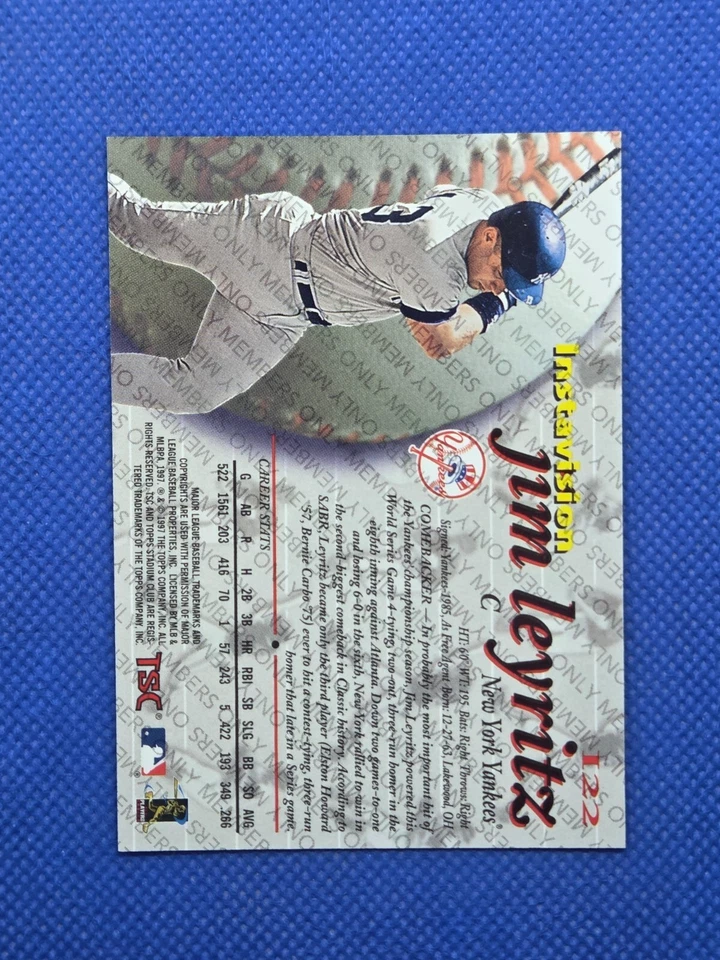 1997 Topps Stadium Club JIM LEYRITZ Members Only Insta card NEW YORK YANKEES - Image 3 of 3