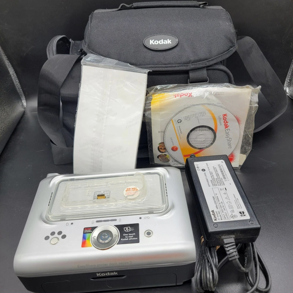 Kodak EasyShare Photo Printer Dock Base 3 & Accessories Manual carrying case lot