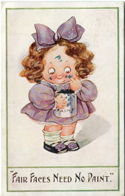 Mädchen Kind Gesichtsmal Postkarte Zeitungszweig Stempel #56 1909 South Woodford