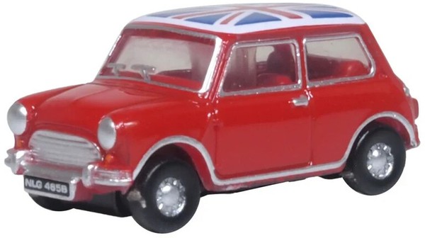 Austin Mini Cooper 1/120 1964 Rot Tartan WeißEs Dach Union Jack-Oxford 120MN001-image