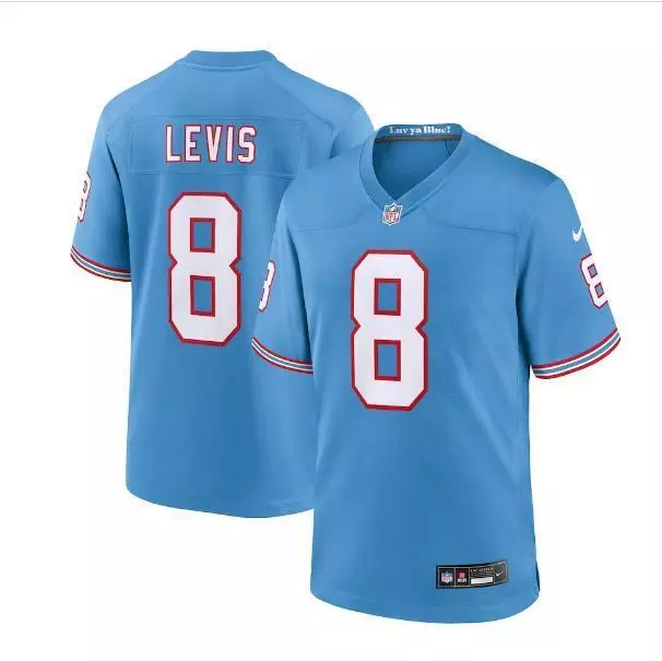 Will Levis Titans Men ight Blue Oilers Throwback Jersey All