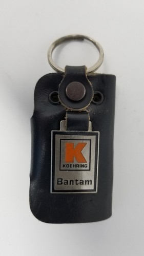 Koehring Bantam Leather Key Ring enameled logo pendant snap 4 keys holder fob