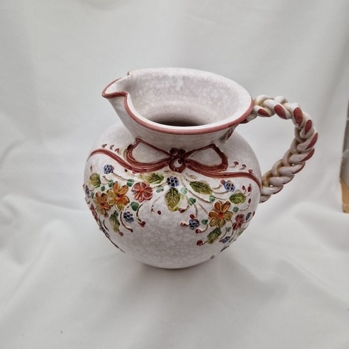 Vase Keramik retro Krug getöpfert Blumen Henkelvase Blumenvase Vintage 20cm - Bild 3 von 12