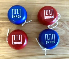 Four Authentic ENRON Red and Blue  Yo-yos