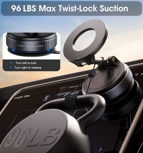 360° Verstellbar Magnetisch Vakuum Saugnapf Auto Handy Halter Halterung für MagSafe - Bild 3 von 6