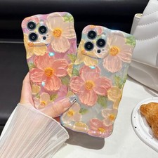 Case for iPhone 16 Pro Max 16e 15 14 13 Oil Painting Flower Phone Stylish Cover