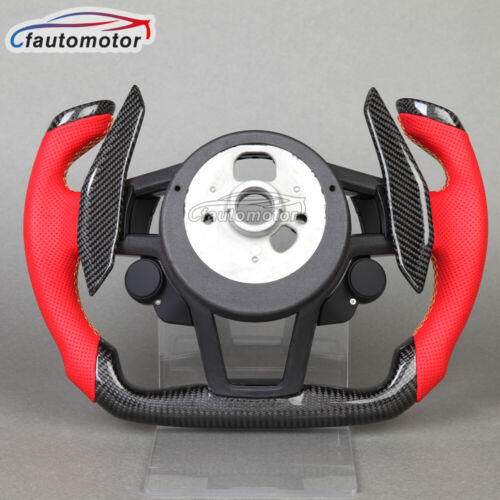 Carbon Fiber Yoke Steering Wheel Fit Audi RS3 RS4 RS5 S3 S8 with CF Paddles - Picture 3 of 12
